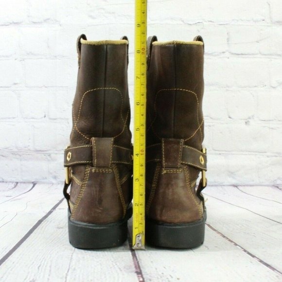 Timberland Brown Leather Pull On Mid Calf Harness Boots Size 13 - Picture 8 of 9